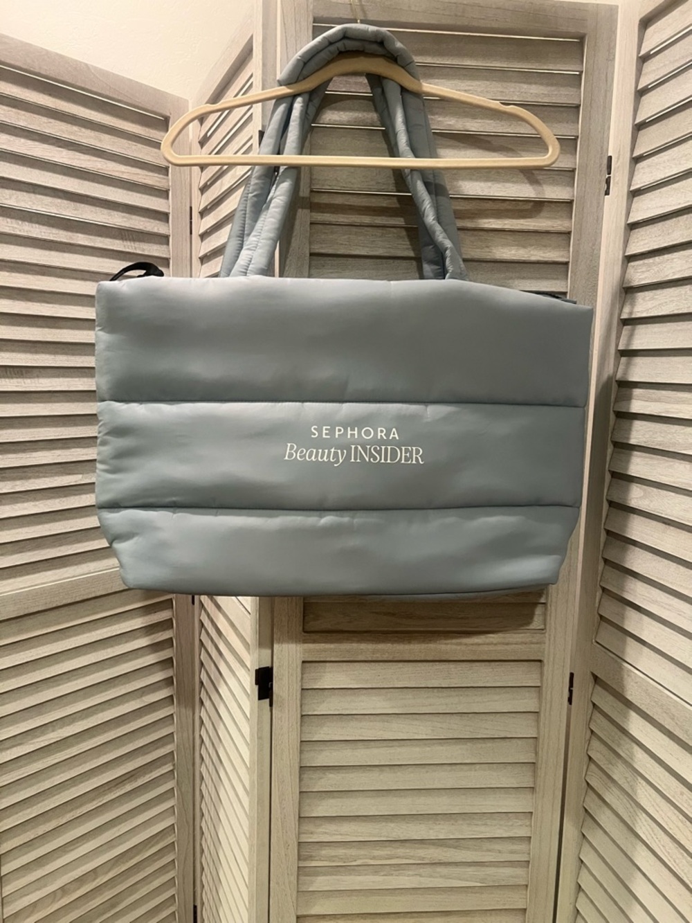 Sephora Beauty Insider Puffer Tote Bag in Light Blue